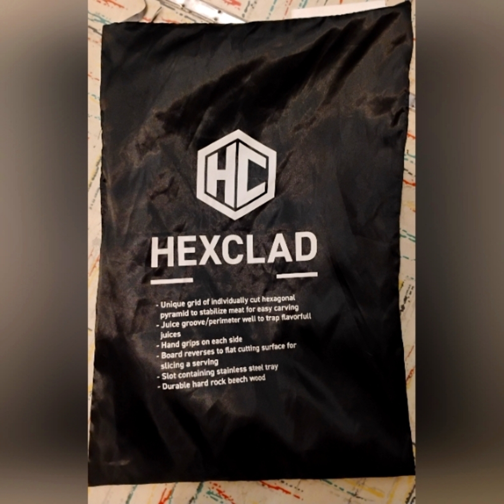 Black satin hexclad storage bag large